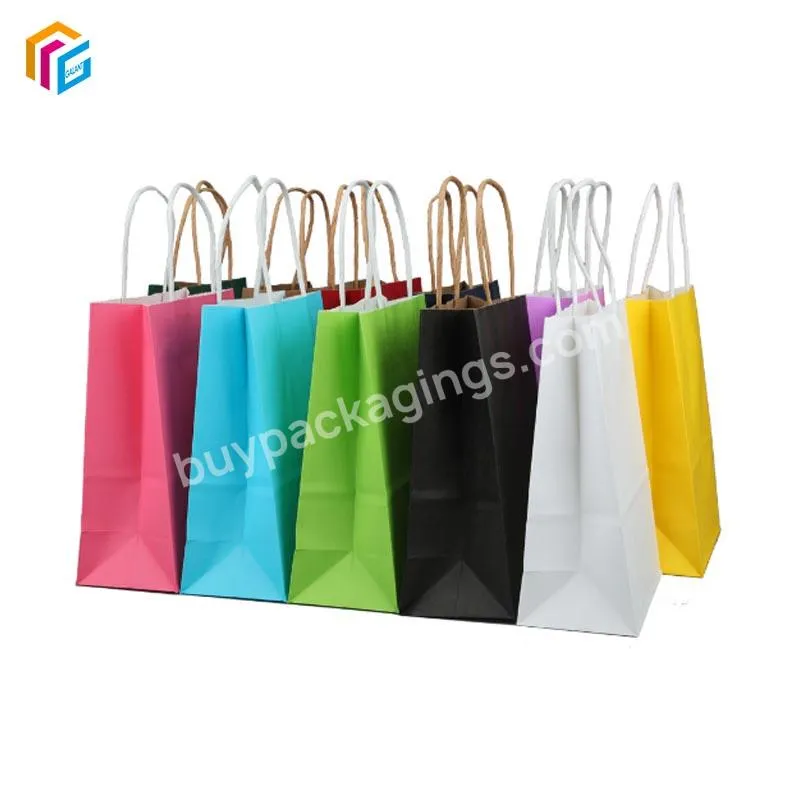 Hot Sale Custom Logo Printed Cheap Recycled Take Away Food Packaging Shopping Brown Kraft Paper Bag With Twisted Handle