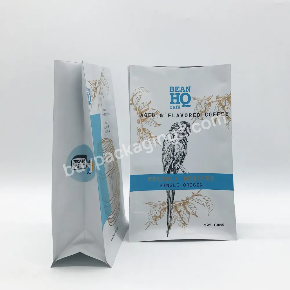 Hot Sale Custom Logo Side Gusset Top Open Stand Up Pouch Coffee Bag With Valve Zipper Flat Bottom Coffee Packaging Bag