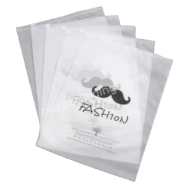 Hot Sale Custom Logo Zipper Packaging Bag Frosted Pe Zipper Plastic Bag For Sock/clothing/t-shirt