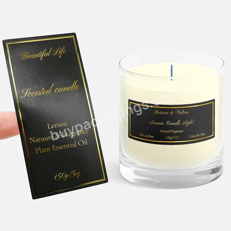 Hot Sale Custom Printing Stickers For Candle Jar Labels Adhesive Gold Foil Hot Stamping Embossed Logo Stickers Label