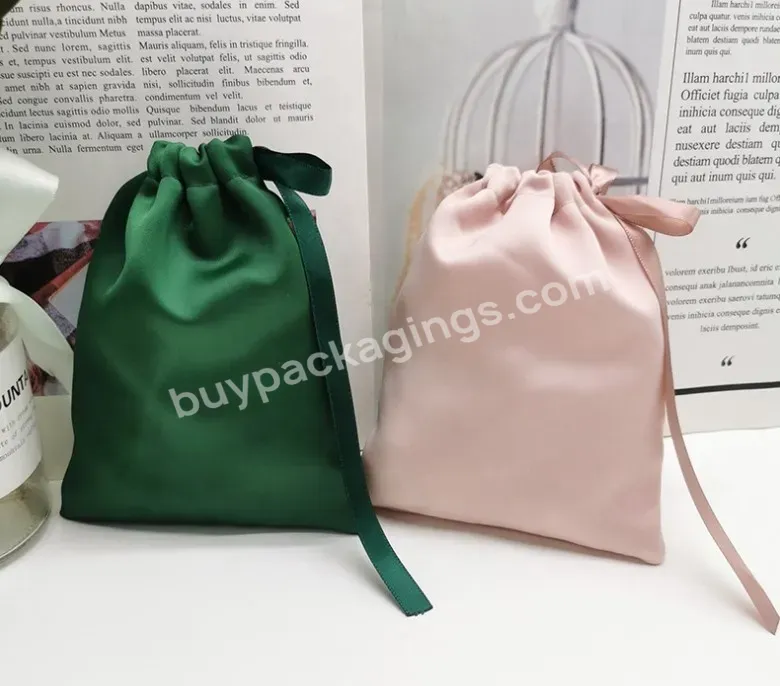 Hot Sale Custom Textile Packaging Small Hair Packaging Pouch Jewelry Drawstring Silk Satin Saree Bikini Bags With Logo