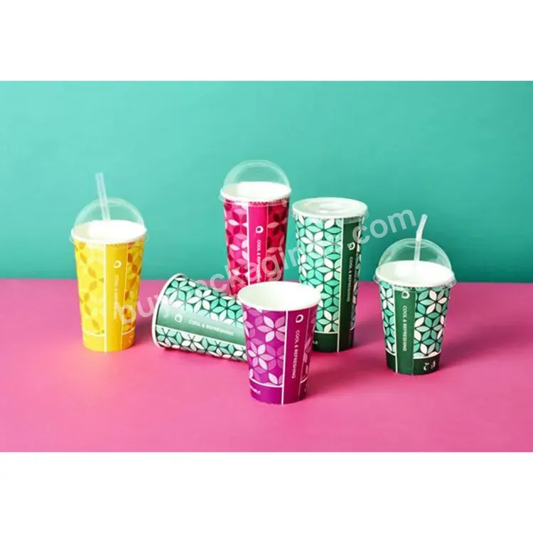 Hot Sale Disposable Custom Printed Logo Cold Drink Paper Cup Disposable Soda Paper Cups