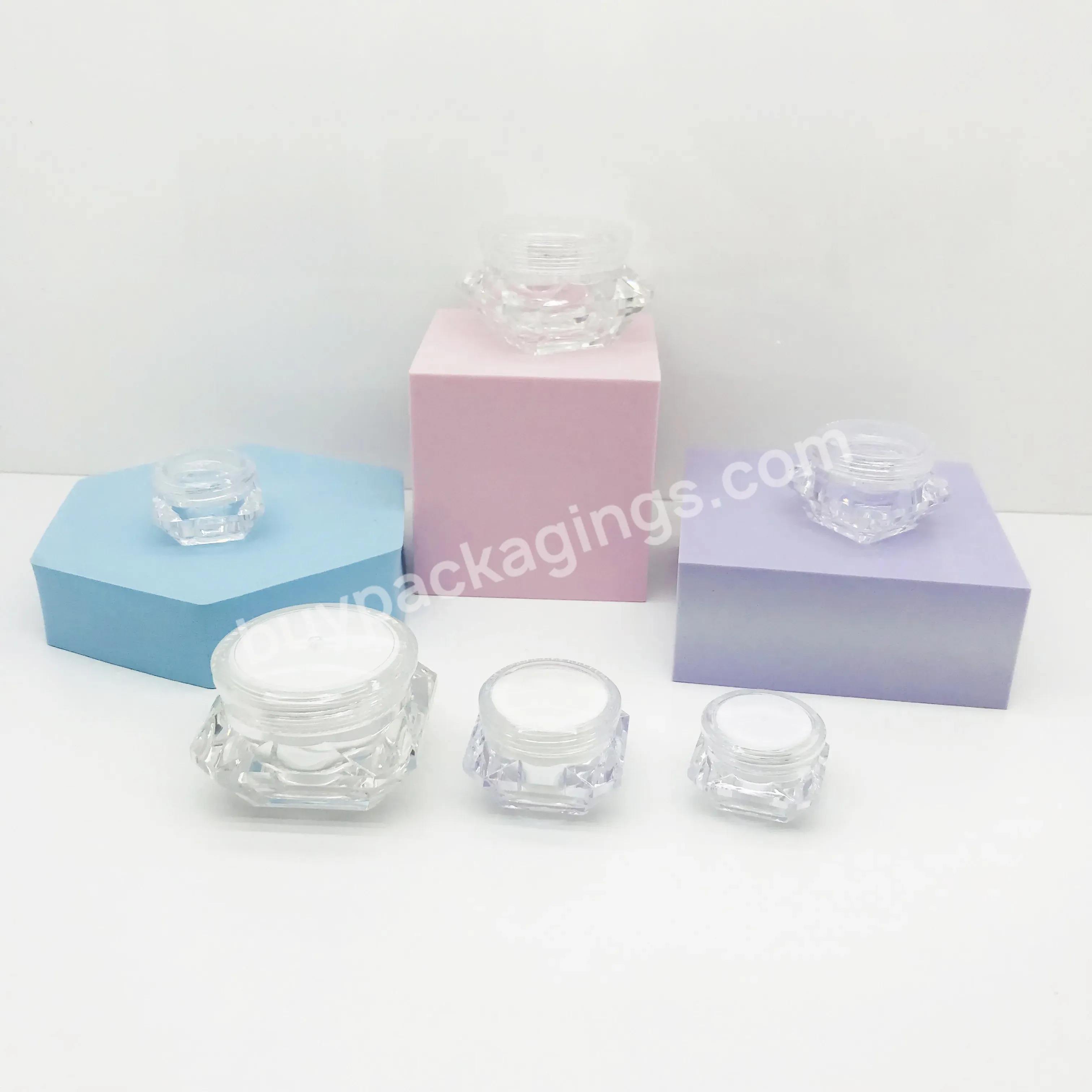 Hot Sale Empty Diamond Shape Acrylic Cosmetic Jars Acrylic Powder Jars Acrylic Jar Cream