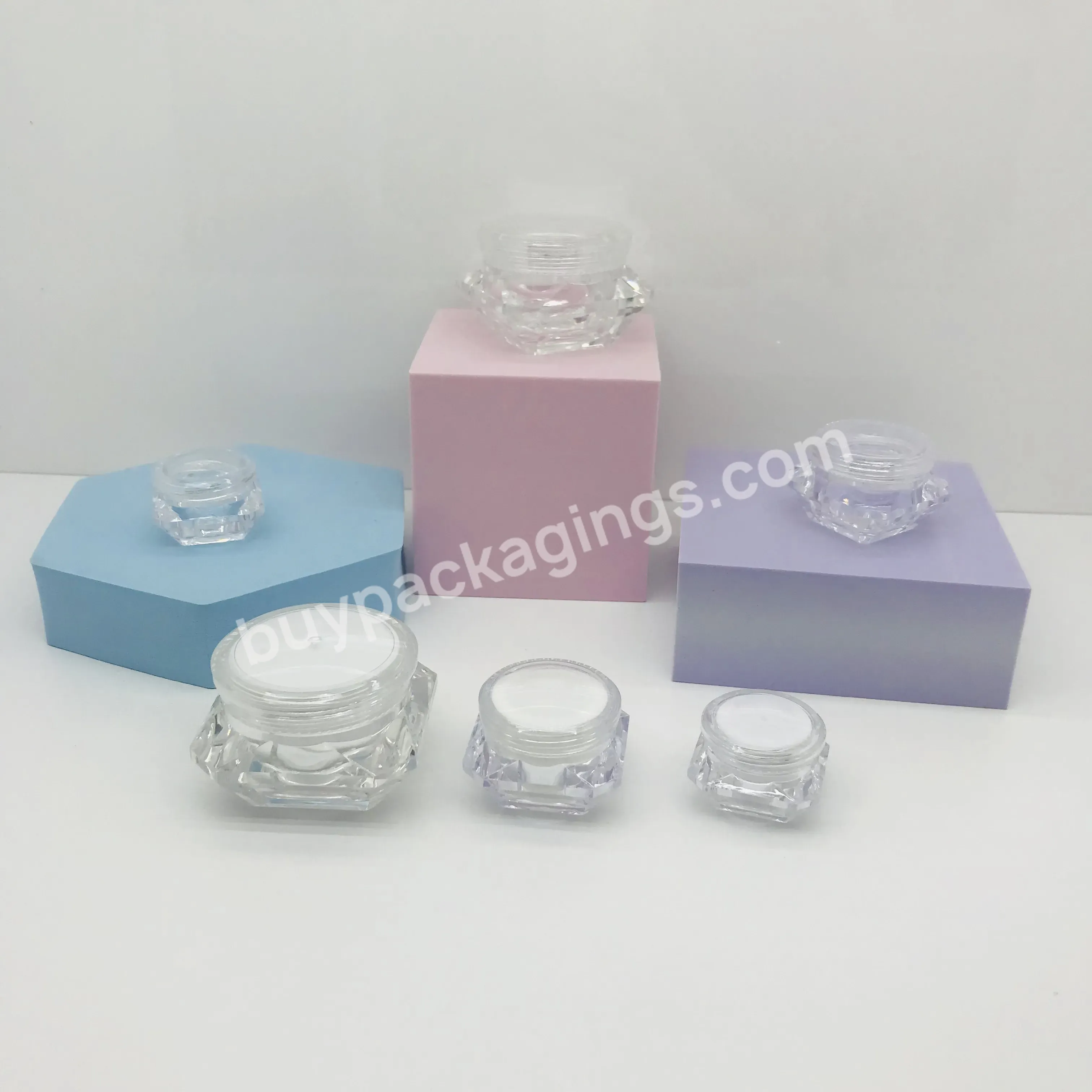 Hot Sale Empty Diamond Shape Acrylic Cosmetic Jars Acrylic Powder Jars Acrylic Jar Cream