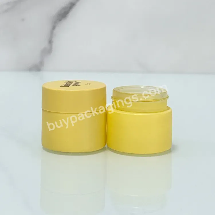 Hot Sale Face Cream Jar Yellow Frosted 5ml15ml 30ml50ml 100ml Plastic Lid Containers Glass Cosmetic