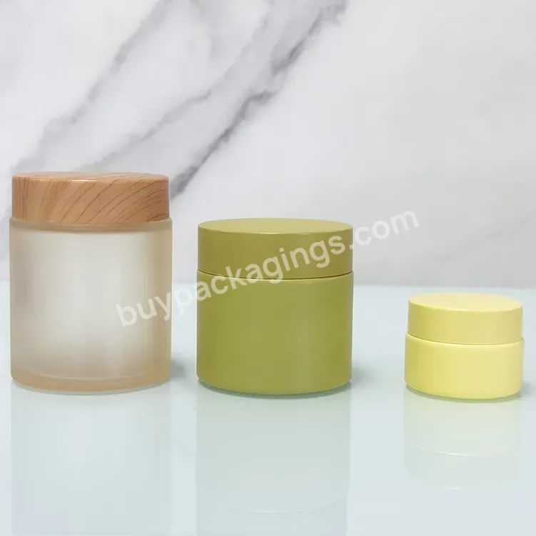 Hot Sale Face Cream Jar Yellow Frosted 5ml15ml 30ml50ml 100ml Plastic Lid Containers Glass Cosmetic - Buy Glass Plastic Cosmetic Packaging,Clear Glass Cosmetic Jar,50 Ml Glass Cream Jar.