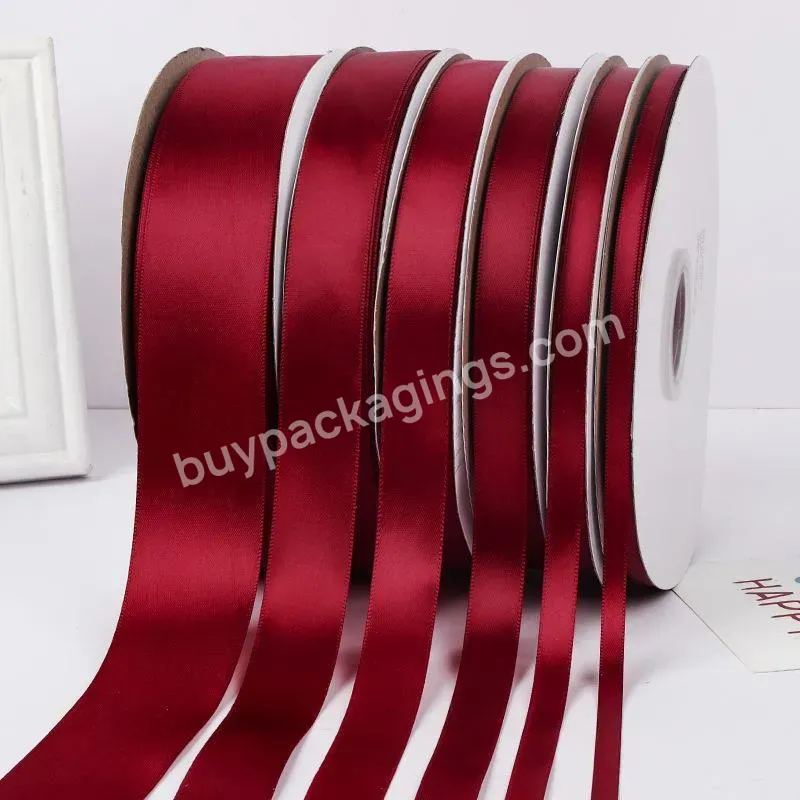 Hot Sale Factory Customized Wine Red Printing Satin Ribbon For Christmas Decoration/gift Wrapping/diy/wedding