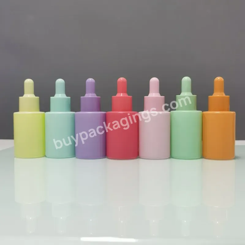 Hot Sale Flat Shoulder Glass Dropper Bottle Small Frosted Glass Essential Oil Bottle With Dropper