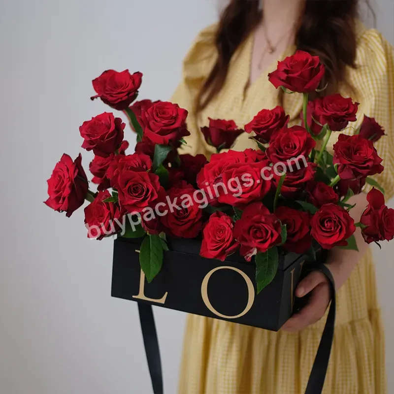 Hot Sale Flower Basket Fashion Portable Flower Box Leather Flower Packaging Box With Handle