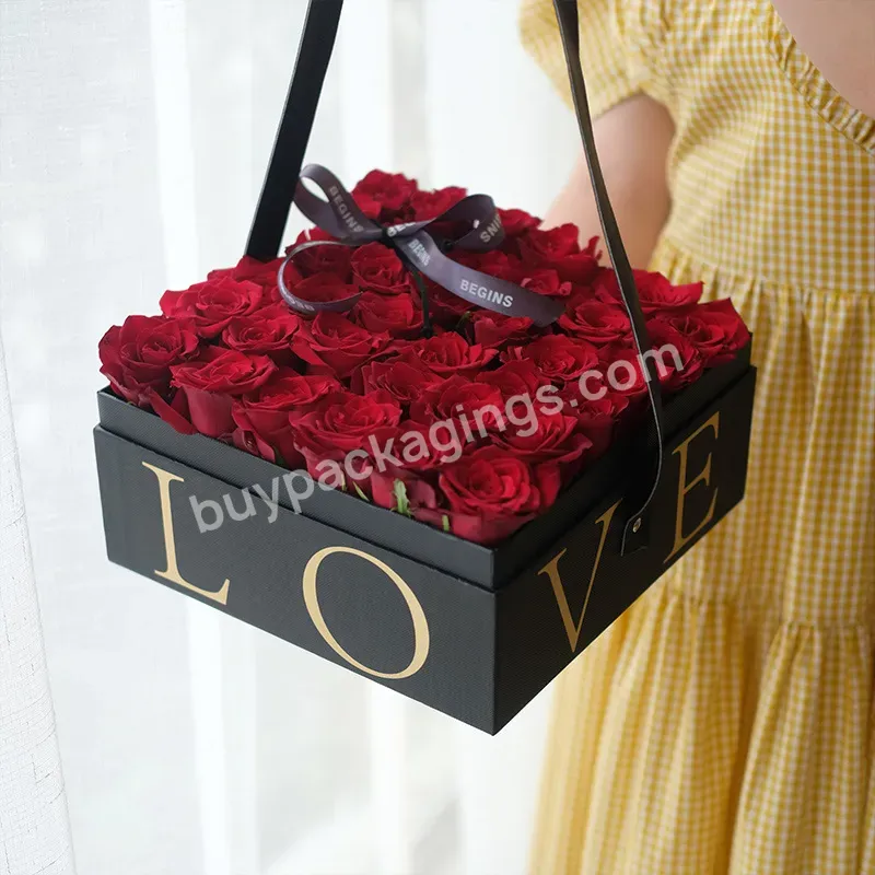 Hot Sale Flower Basket Fashion Portable Flower Box Leather Flower Packaging Box With Handle