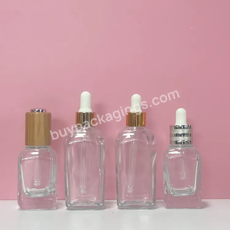 Hot Sale Glass Dropper Bottle Serum 30ml 100ml Square Glass Boston Dropper Bottle Essence Oil Bottle