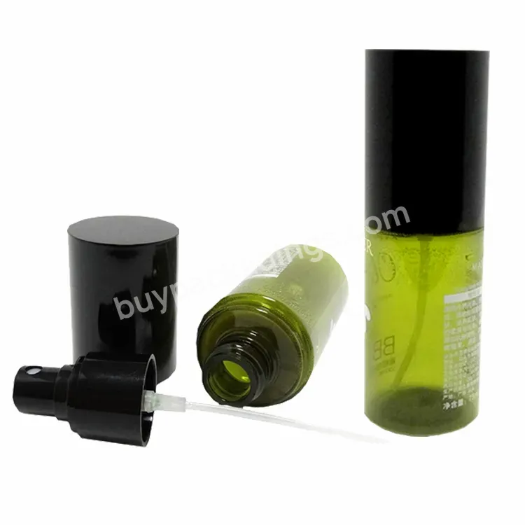 Hot Sale Green Transparent Pet 75ml Alcohol Perfume Toner Cosmetic Makeup Water Packaging With Black Cover Cap Mist Spray Bottle