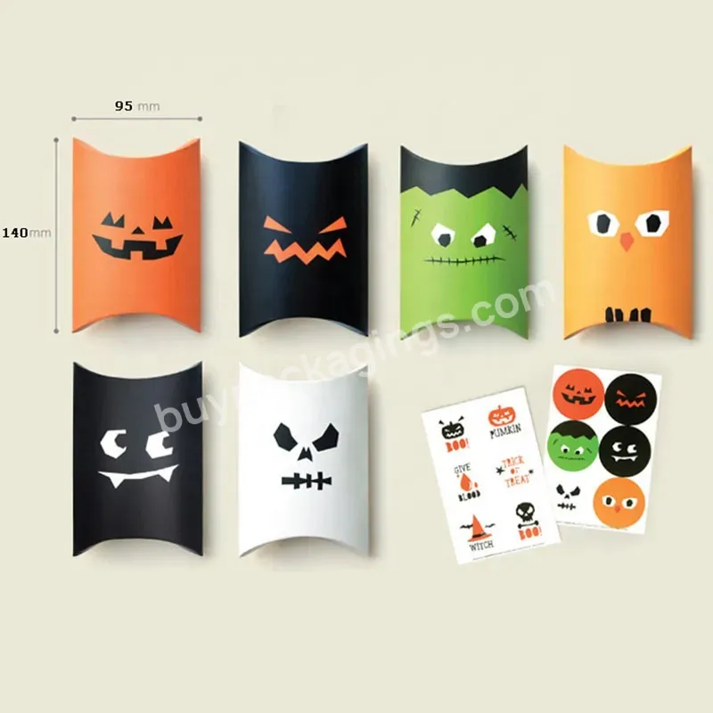 Hot Sale Halloween Cute Little Devil Candy Packaging Box Pillow Shape Glossy Laminated Paper Box