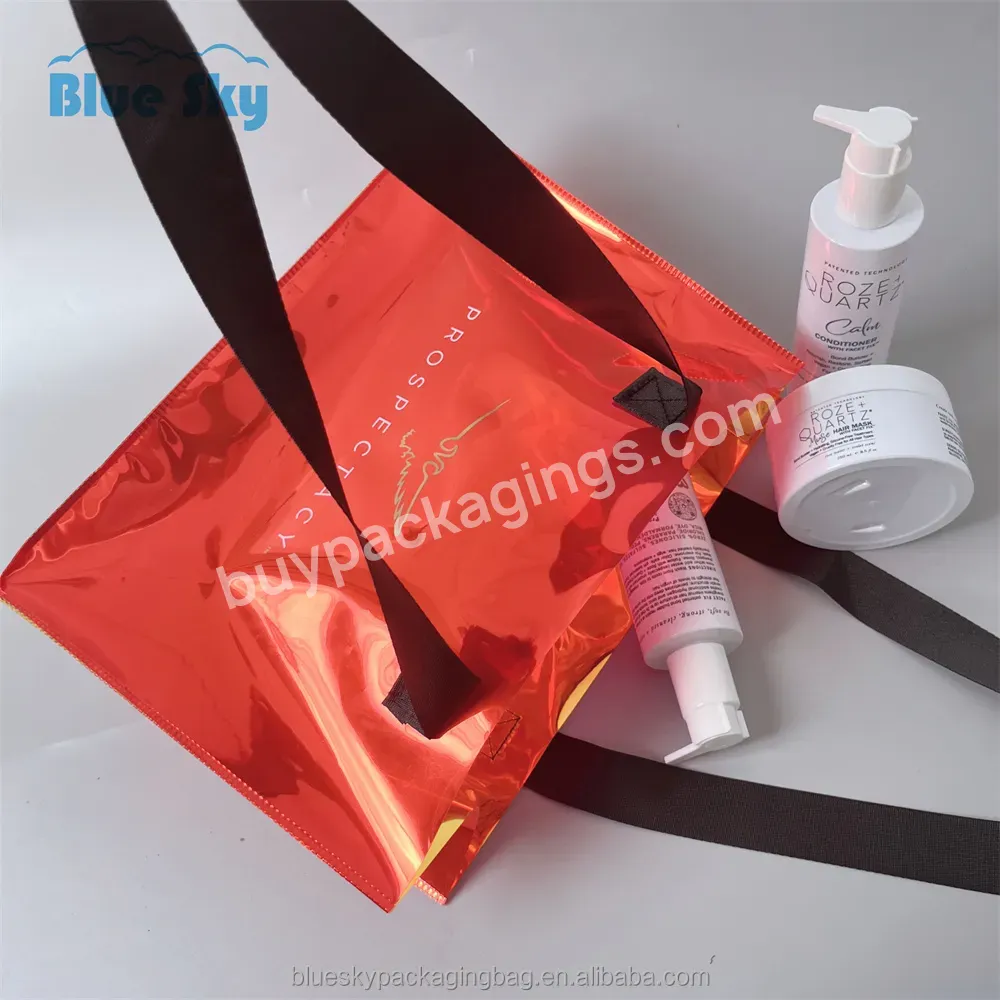 Hot Sale High Quality Wholesale Custom Red Pvc Holographic Tote Bag Iridescent Shopping Bags