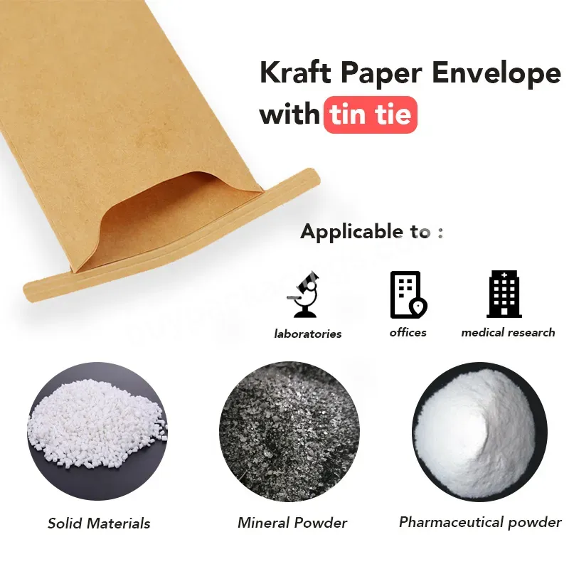 Hot Sale Kraft Paper Brown Yellow Tin Tie Kraft Envelope Craft Paper Envelopes With Tin Tie Closure