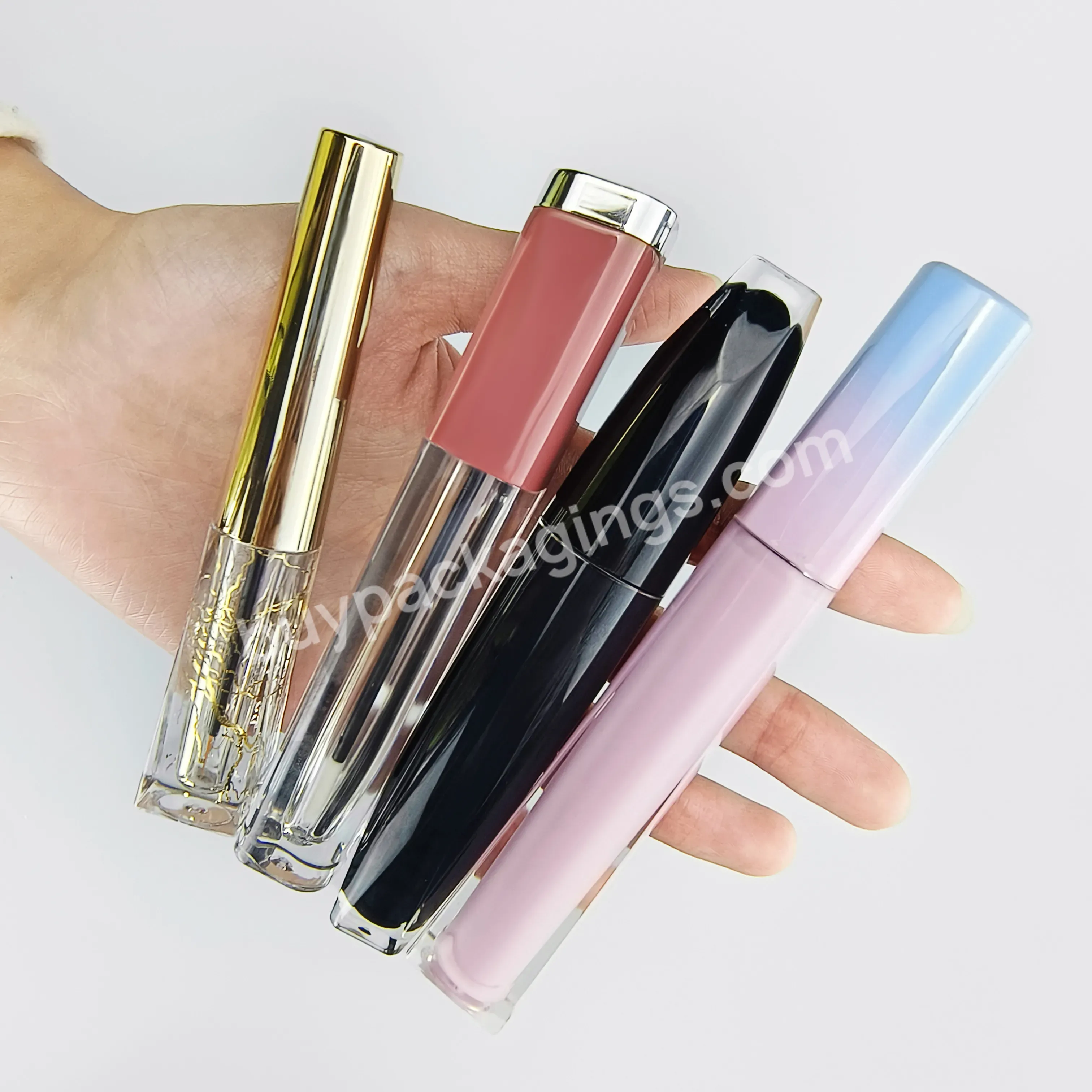 Hot Sale Lipstick Lip Gloss Tube Packaging Eco Friendly Gold Lid Empty Mascara Tube With Brush Eyeliner Tubes