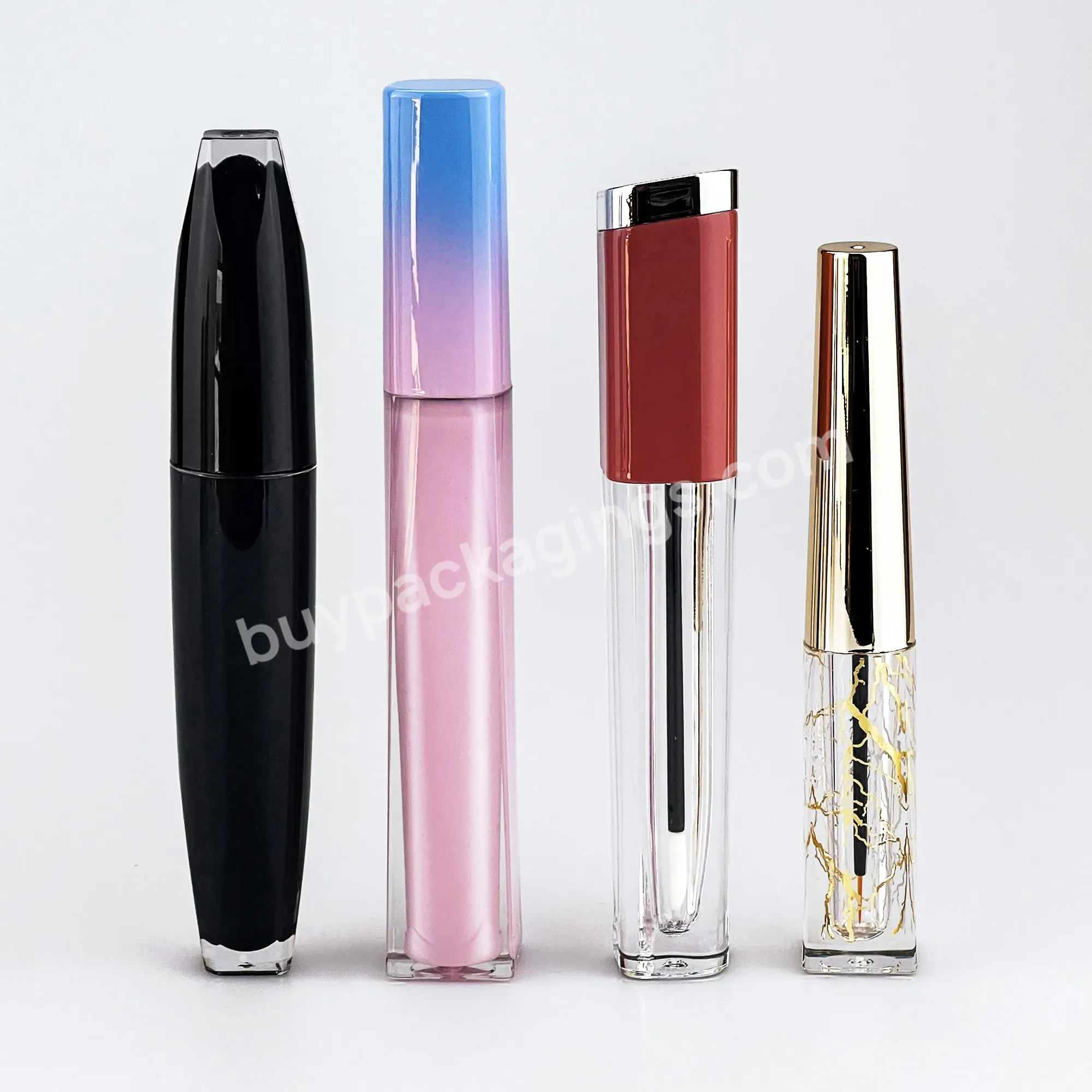 Hot Sale Lipstick Lip Gloss Tube Packaging Eco Friendly Gold Lid Empty Mascara Tube With Brush Eyeliner Tubes