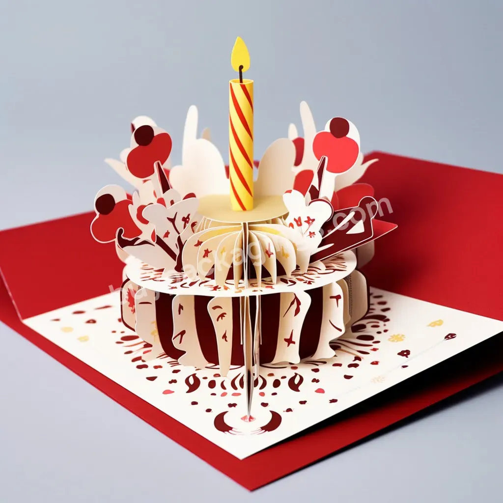 Hot Sale Low Moq 3d Pop Up Greeting Cards Happy Birthday Cake Pop-up Cards For Birthday Pop Up Cards