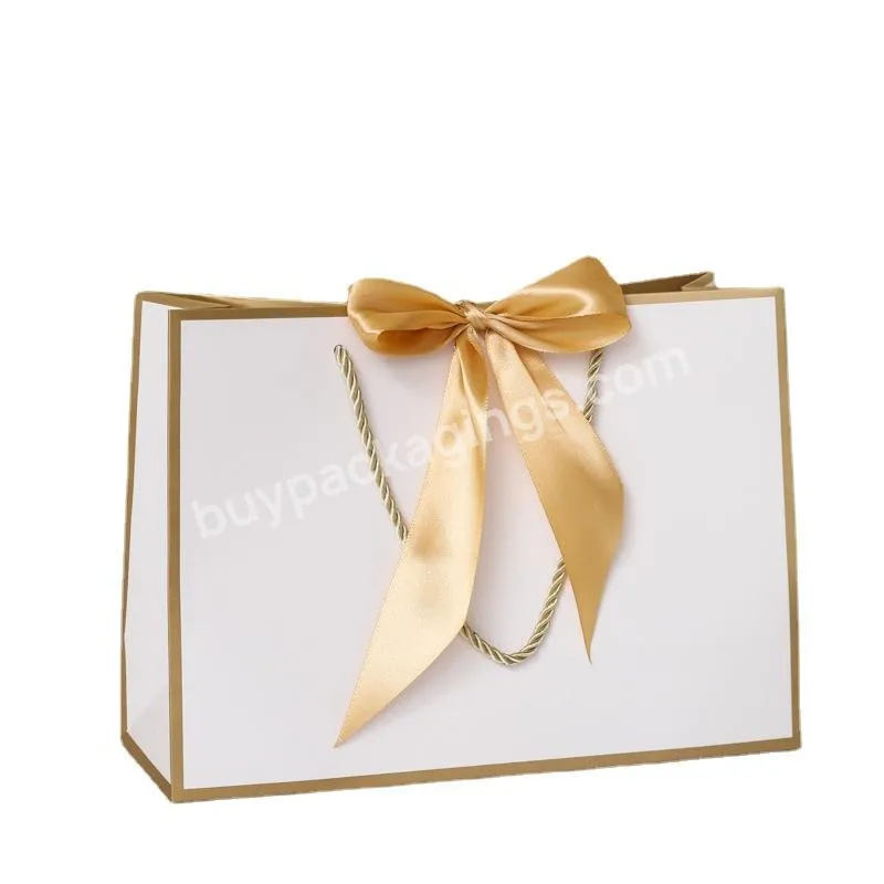 Hot Sale Luxury Custom Ribbon Handles Christmas Gift cardboard Shopping Packaging Paper Bags  With Your Own Logo