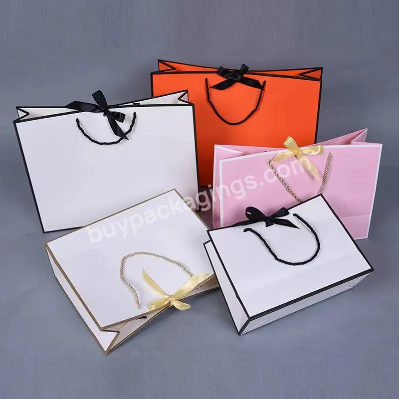 Hot Sale Luxury Gift For Hand Black Paper Handles Custom Logo Wedding Packaging With Window Gift Bags