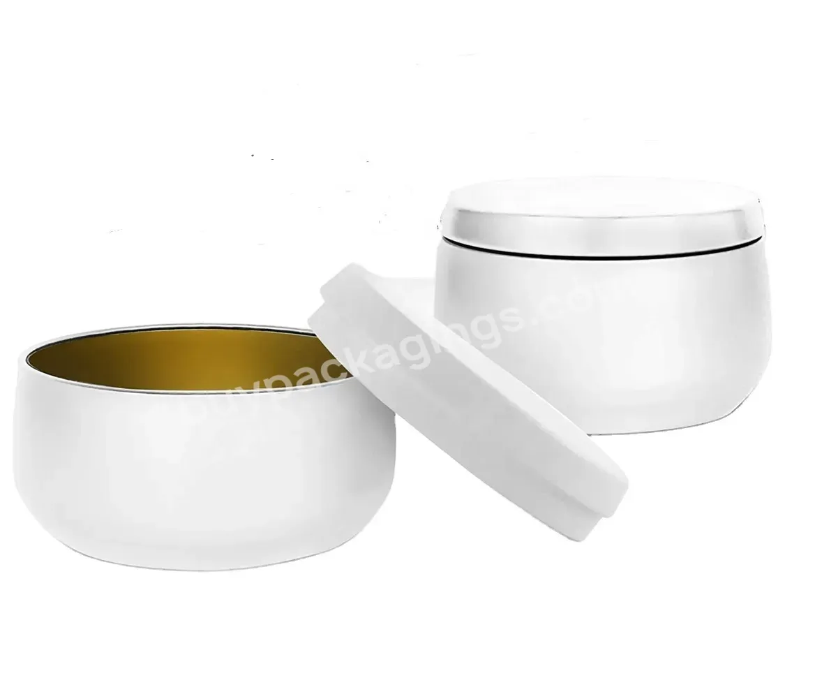 Hot Sale Luxury White Candle Tin 4oz White Candle Tins With Lid Metal Container For Candle Making White 4.4oz