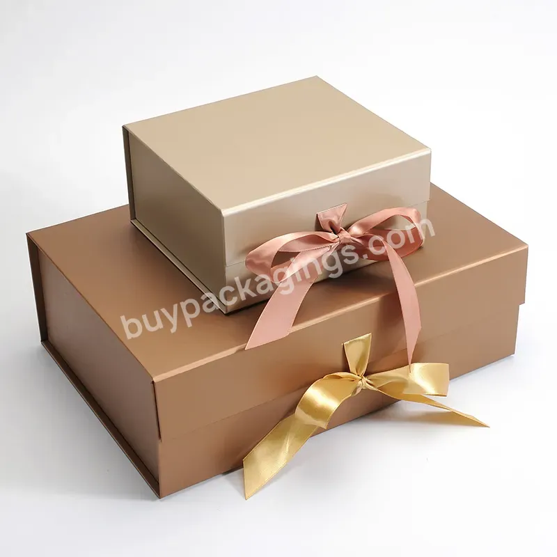 Hot Sale Magnetic Folding Boxes With Ribbons Foldable Luxury Gift Boxes Paper Packaging Box For Clothes Shoe