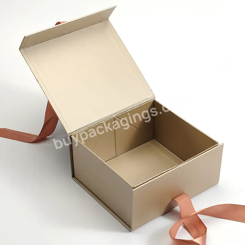 Hot Sale Magnetic Folding Boxes With Ribbons Foldable Luxury Gift Boxes Paper Packaging Box For Clothes Shoe