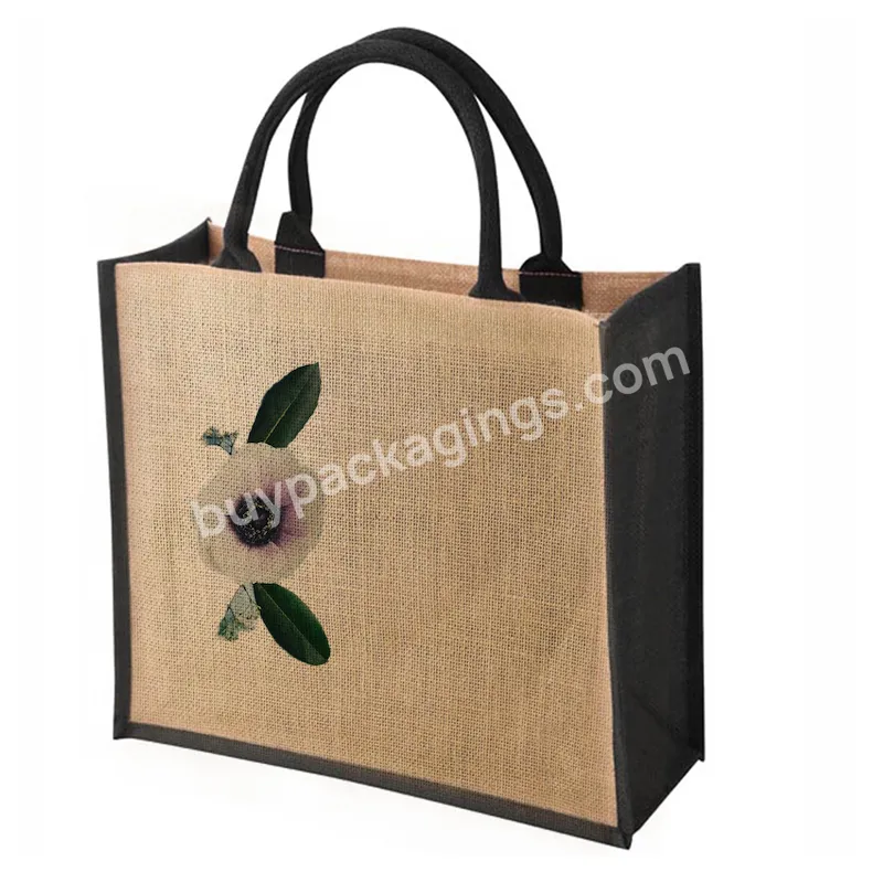 Hot Sale Many Colors Low Moq Stock Reusable Laminated Jute Hessian Tote Bag New Design High Quality Shopping Beach Bag