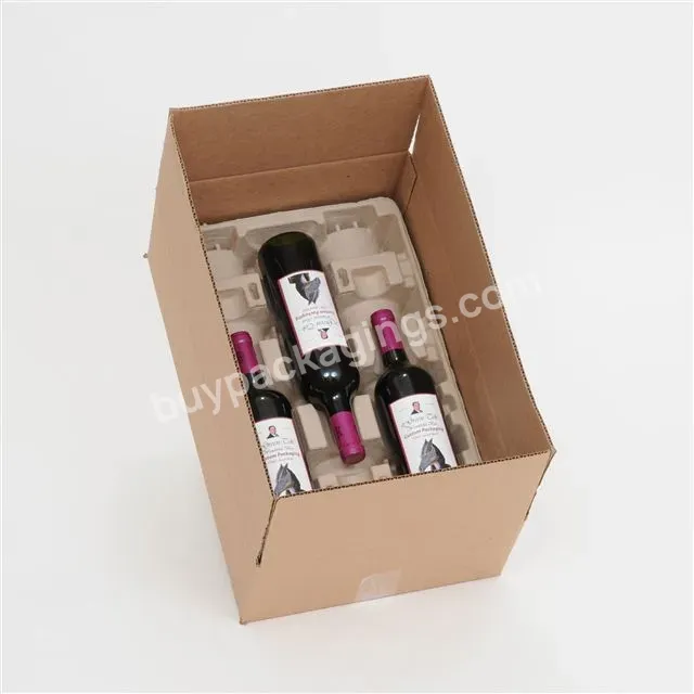 Hot Sale Molded Pulp Wine Shipper To Ship Recyclable Biodegradable Cheap Paper Pulp Products Manufacturer Oem