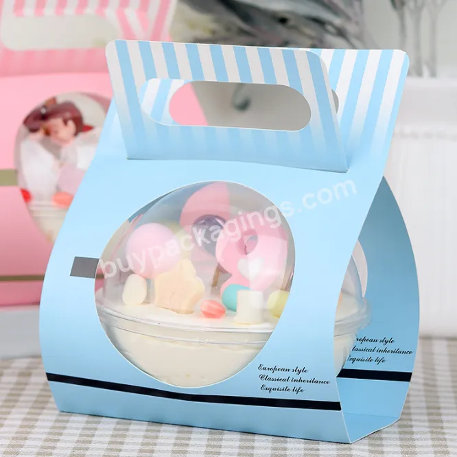 Hot Sale Mousse Cake Ball Packaging Box,Wholesale Round Pastries Packing Container With Paper Sleeve For Mousse Cake