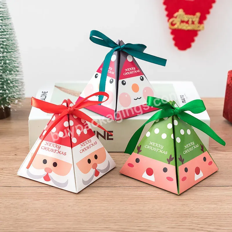 Hot Sale New Design Custom Triangle Shape Cute Small Christmas Candy Gift Cardboard Paper Packaging Box