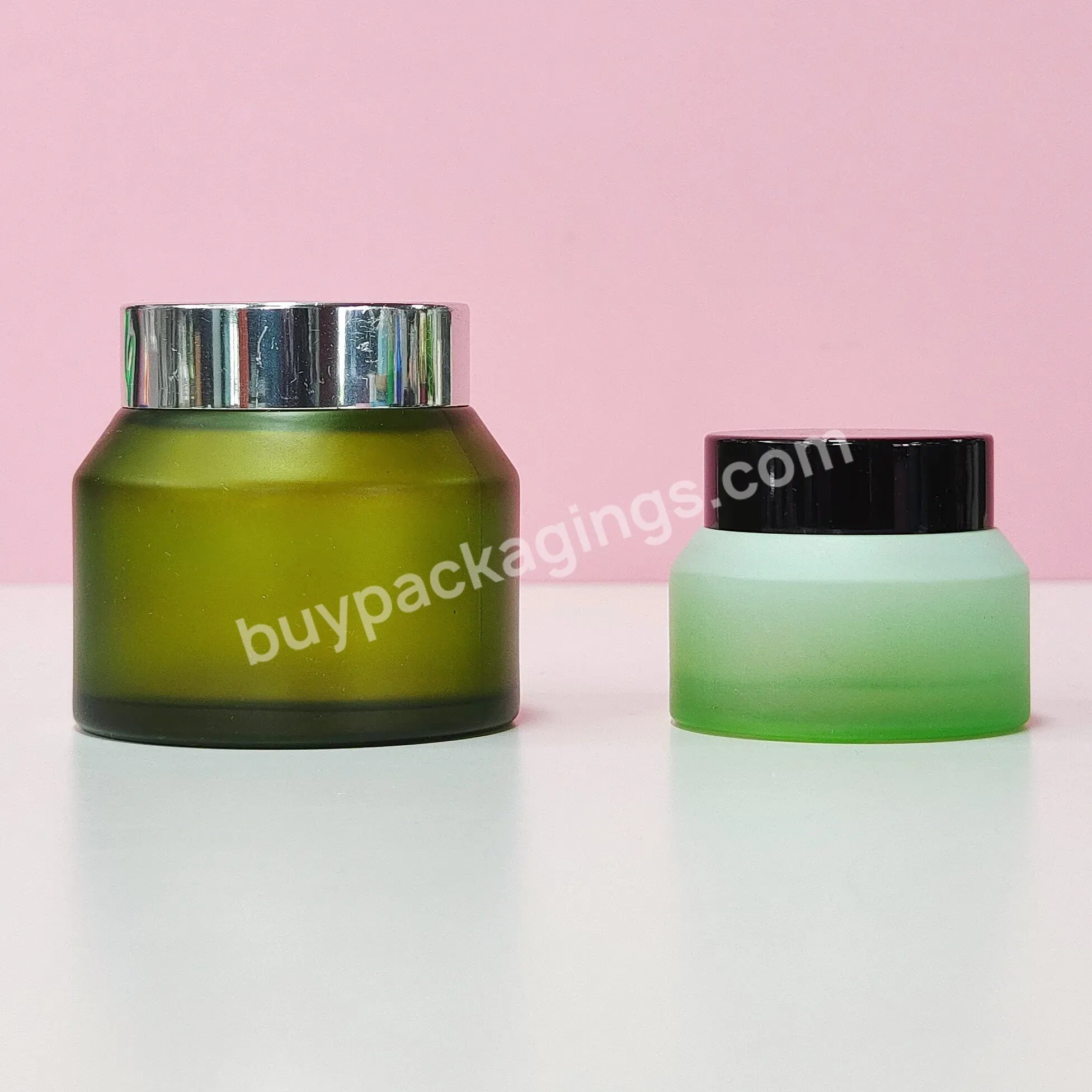 Hot Sale Package 15 Ml 30 Ml 50 Ml 100 Ml Gradient Green Black Forested Oblique Shoulder Cosmetic Glass Jar