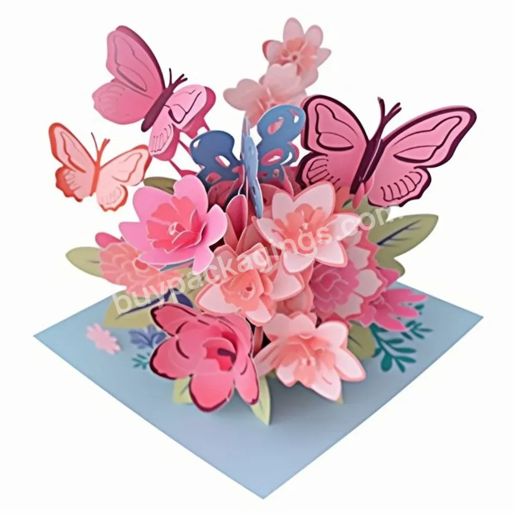 Hot Sale Paper Pop Up Cards Customize Forever Flower Bouquet 3d Popup Greeting Cards For Mother's Day