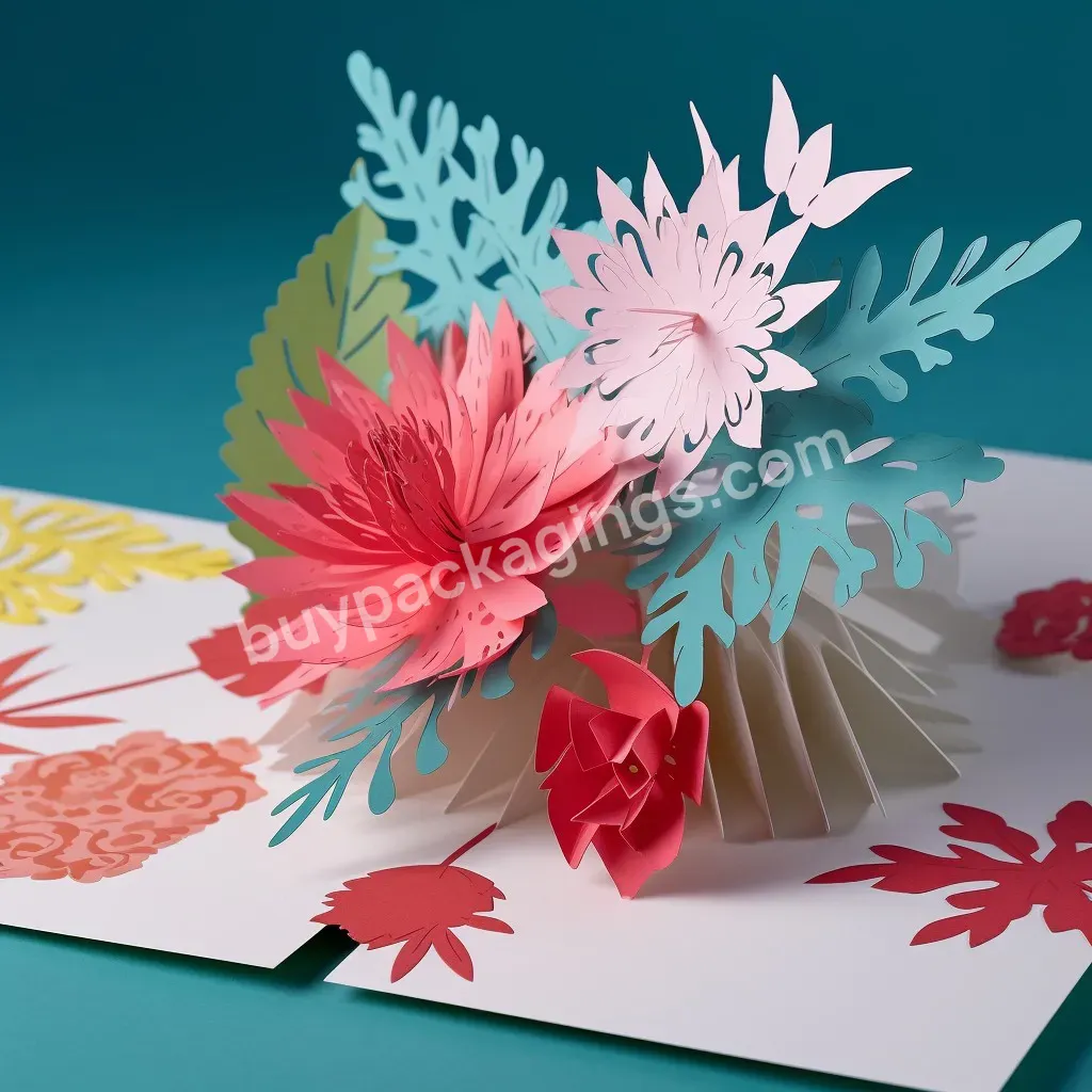 Hot Sale Paper Pop Up Cards Customize Forever Flower Bouquet 3d Popup Greeting Cards For Mother's Day