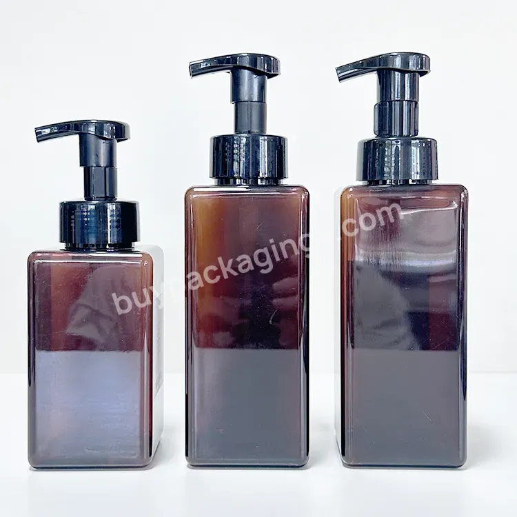 Hot Sale Pet Amber Square Soap Dispenser 250ml 450ml 650ml Foam Pump Bottles