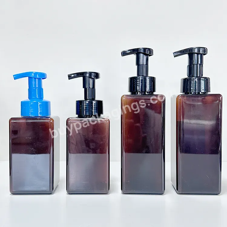 Hot Sale Pet Amber Square Soap Dispenser 250ml 450ml 650ml Foam Pump Bottles