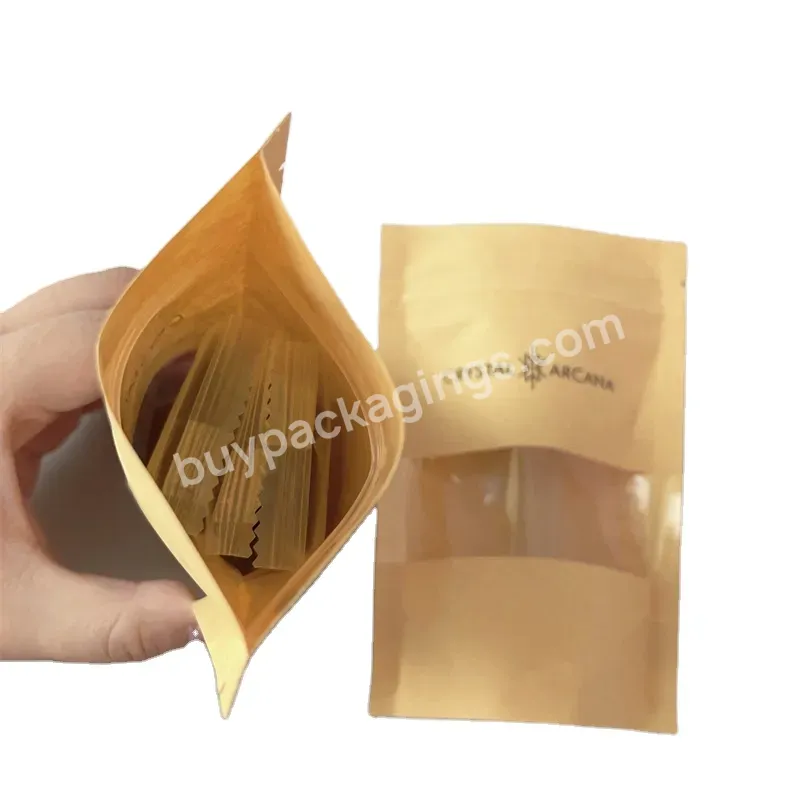 Hot Sale Plastic Zipper Food Storage Bag Brown Kraft Paper Stand Up Pouch Packaging Bag With Window For Snack Nut
