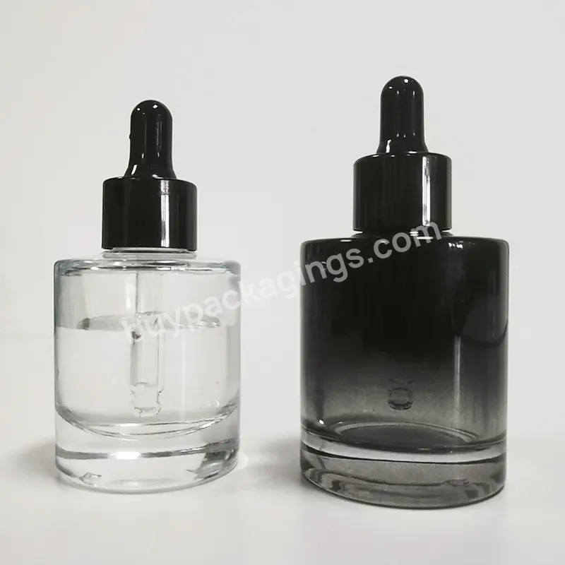 Hot Sale Shape Essential Oil Glass Dropper Bottle Thicken Bottom Flat Shoulder 30ml Cosmetic Glass Serum Bottle