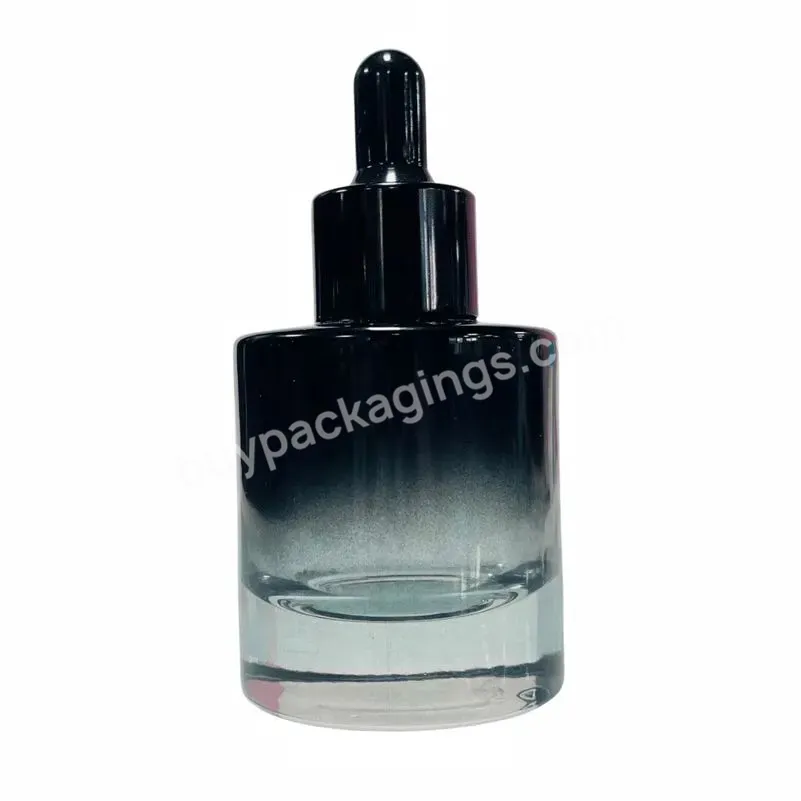 Hot Sale Shape Essential Oil Glass Dropper Bottle Thicken Bottom Flat Shoulder 30ml Cosmetic Glass Serum Bottle