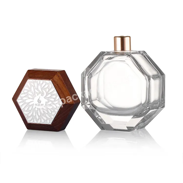 Hot Sale Shaped Wood Glass Bottle With Wood Cap Cosmetic Packaging