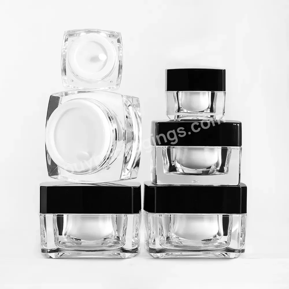 Hot Sale Skin Care Packaging 5g 10g 20g 30g 50g Square Acrylic Pot Cosmetic Face Cream Jar With Screw Cap