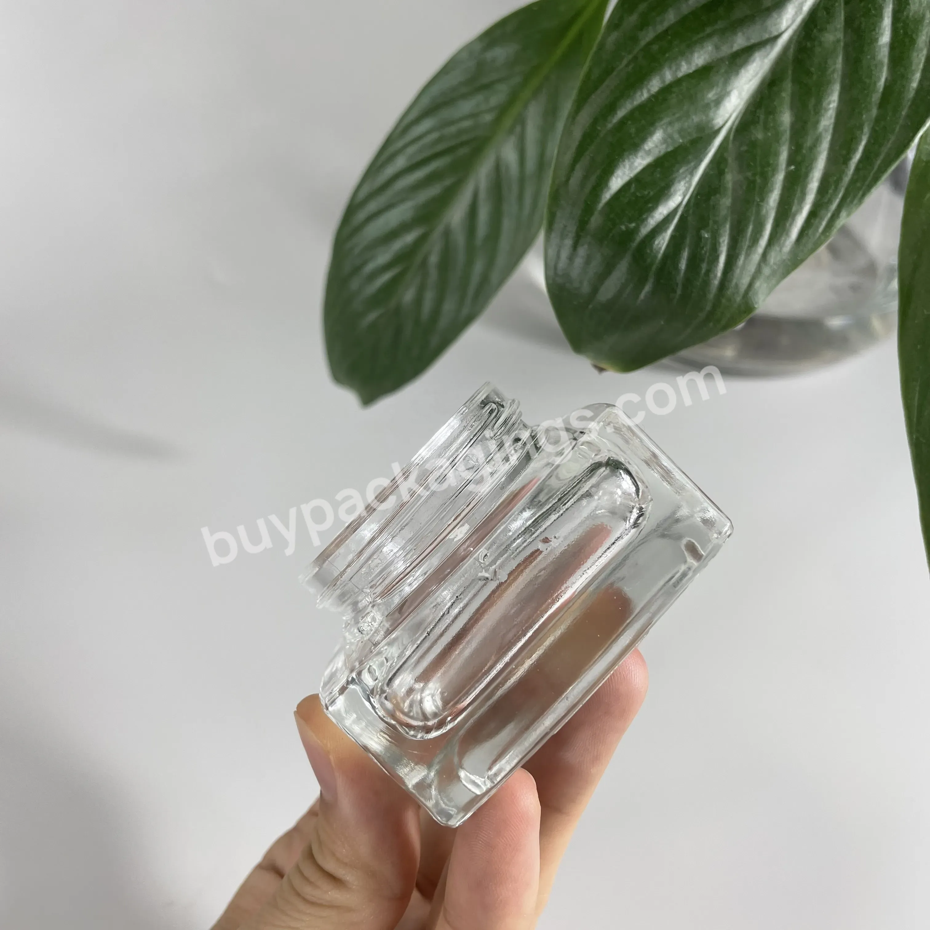 Hot Sale Square Glass Jar Anti-light 50ml Cosmetic Jars Face Cream Packaging Jar