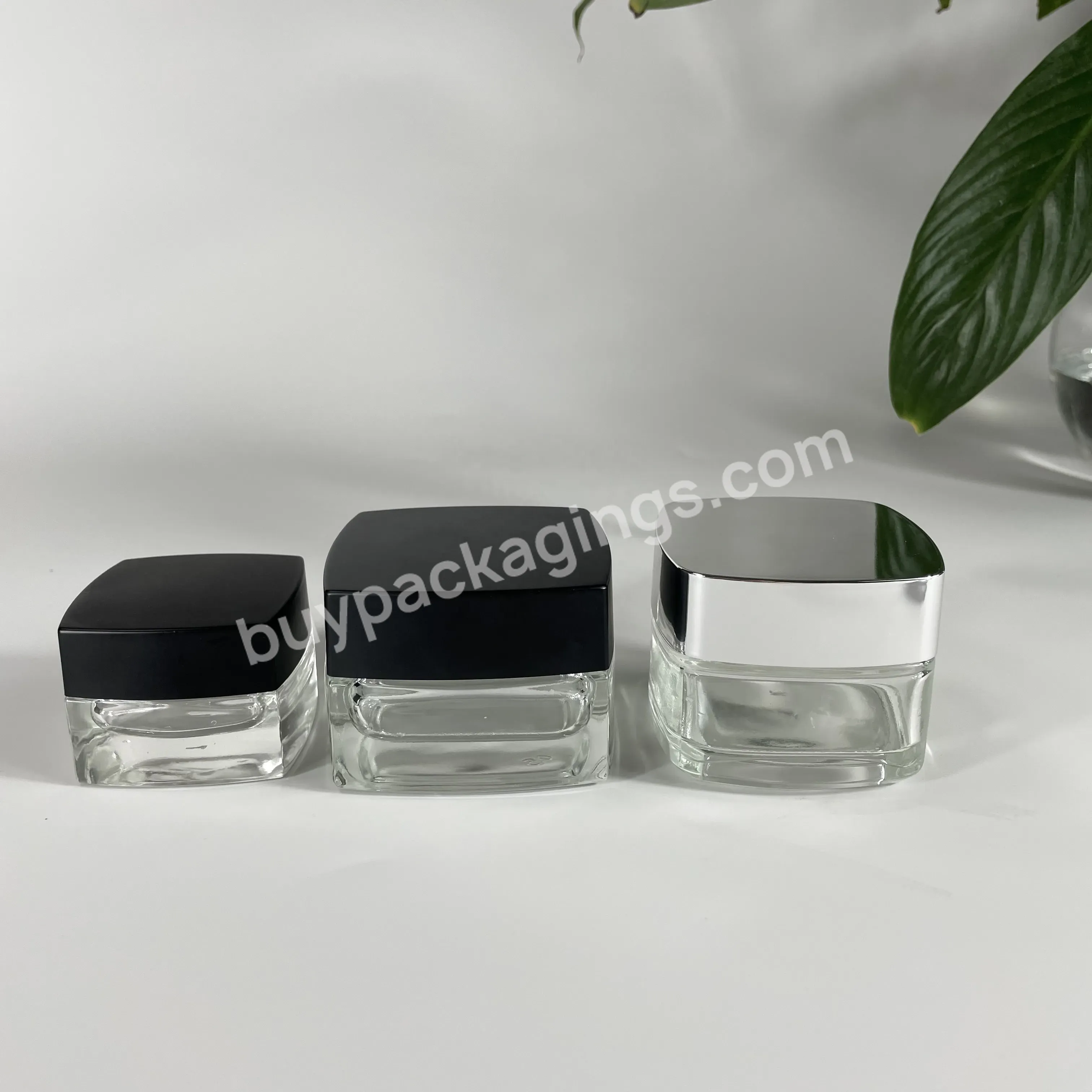 Hot Sale Square Glass Jar Anti-light 50ml Cosmetic Jars Face Cream Packaging Jar