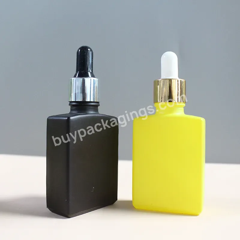 Hot Sale Square Skin Care Essential Fragrance Oil Serum 30ml 50ml Cosmetic Dropper Glass Bottle With Silver Gold Cap - Buy Serum Container,30ml Serum Bottle,Dropper Bottle.