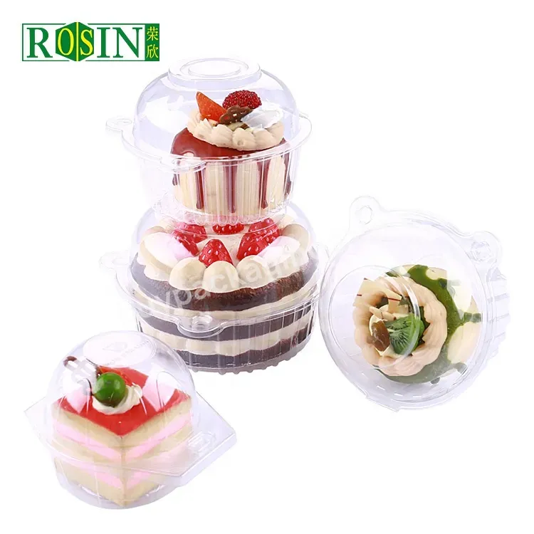 Hot Sale Take Away Plastic Clamshell Disposable Round Mousse Cake Container With Clear Lid