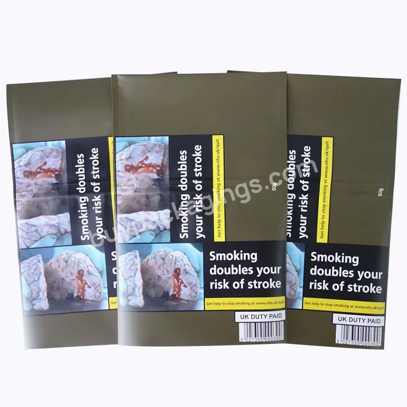 Hot Sale Tobacco Bag Pouch Bag Smoke With Adhesive Label / Resealable Rolling Tobacco Pouch