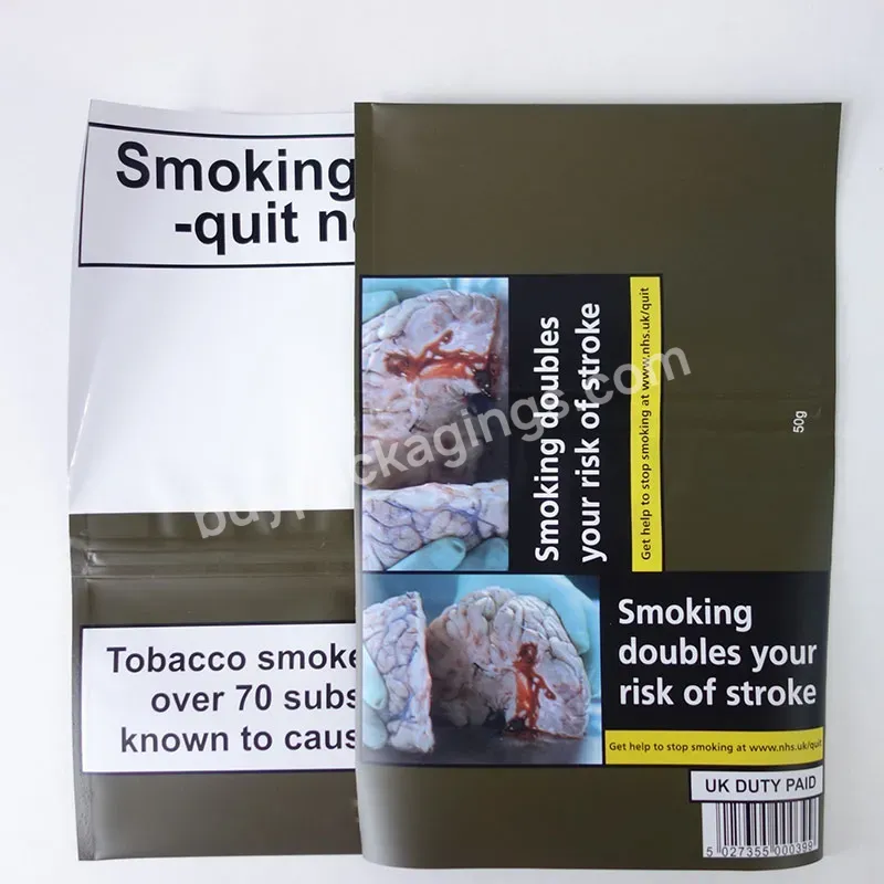 Hot Sale Tobacco Bag Pouch Bag Smoke With Adhesive Label / Resealable Rolling Tobacco Pouch