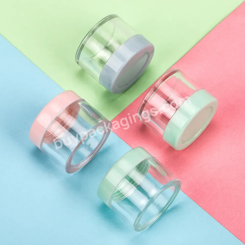 Hot Sale Transparent Plastic Ps Cosmetic Container Skin Care Cream Jar With Colorful Screw Lid