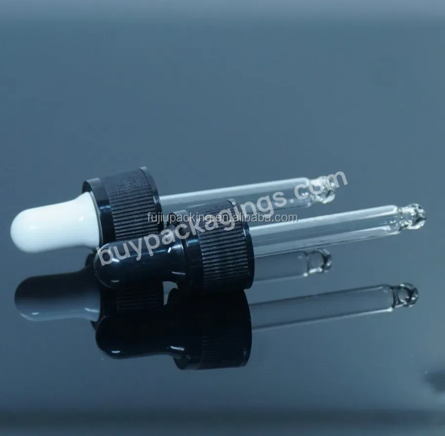 Hot Sale White Black Dropper Cap 18mm Plastic Pilfer Proof Lids With 76mm 75mm Length Pipette