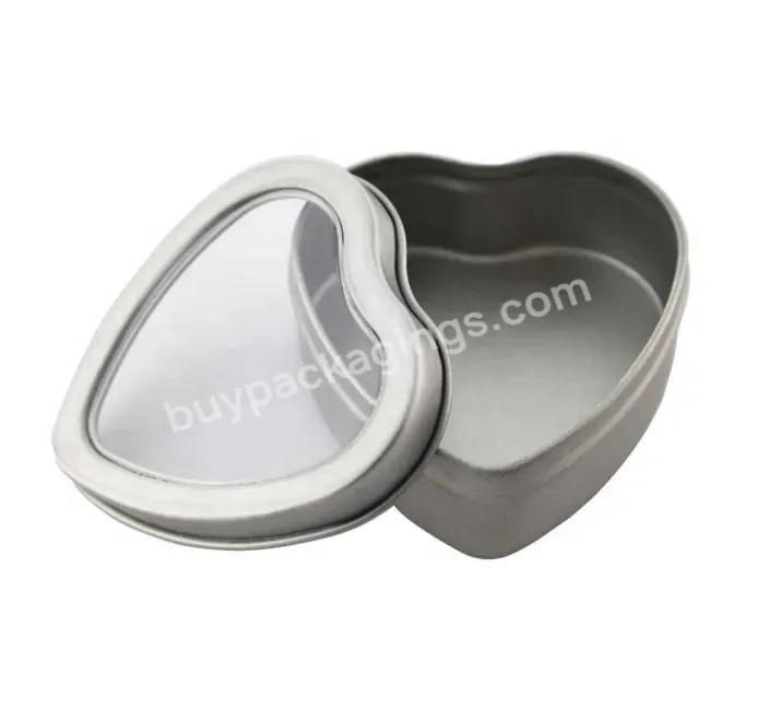 Hot Sale Wholesale 2 Ounce Shallow Heart Candle Tins For Candle Making With Clear Lid In Bulk